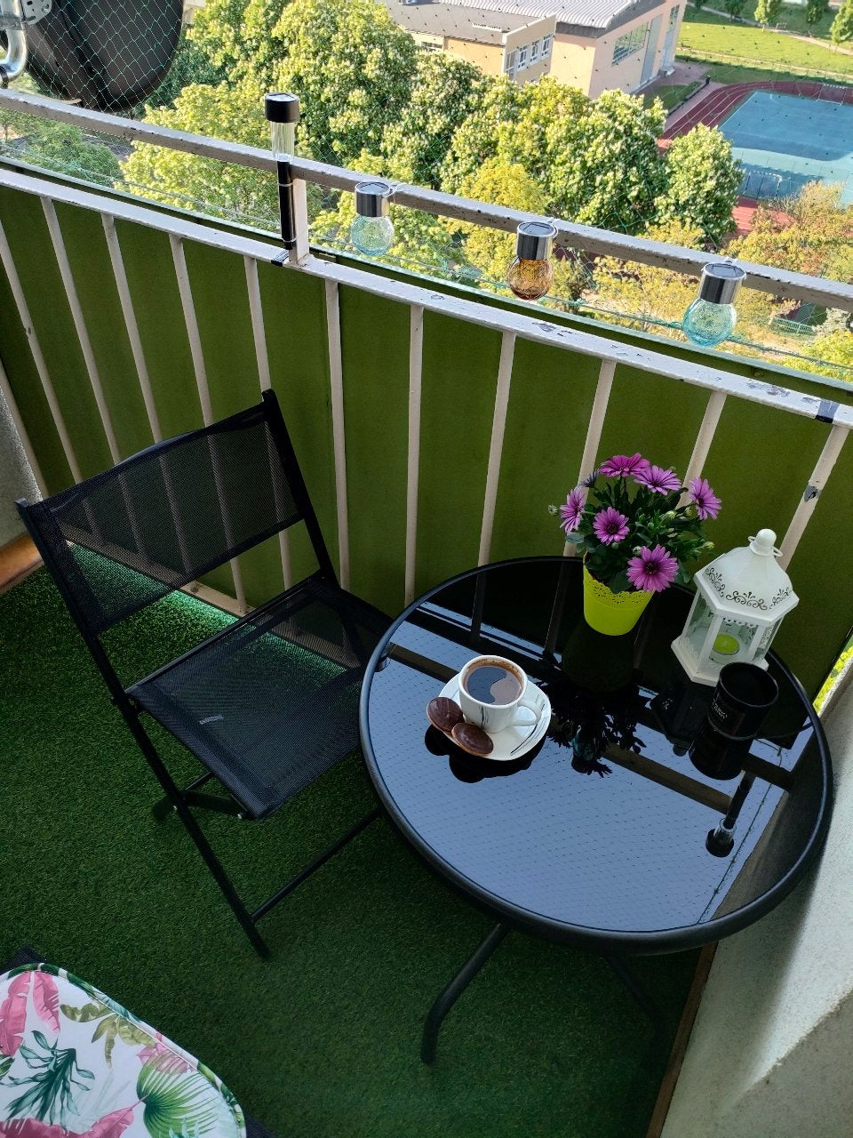 Set mobilier gradina Oneiro, 2 scaune pliabile, 1 masa, negru