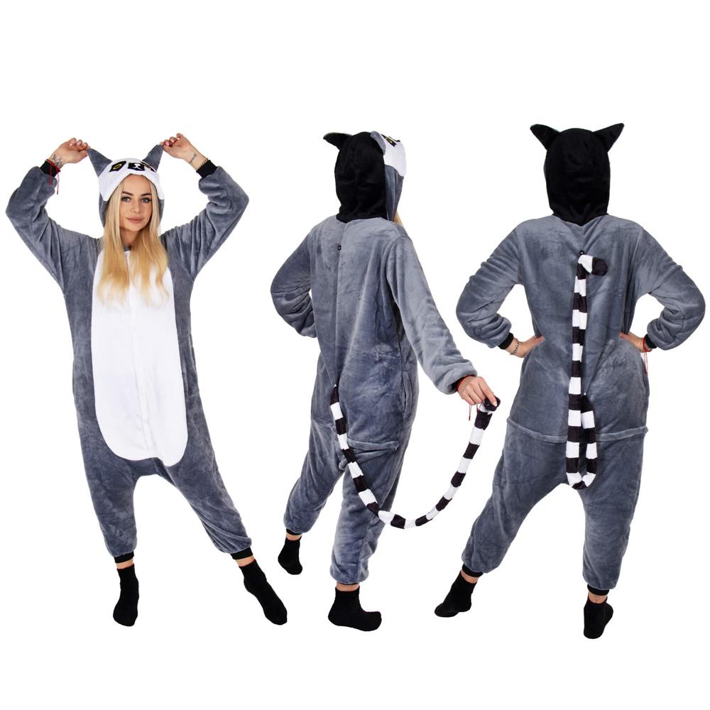 Pijama tip salopeta pentru adulti, model Lemur, marime M