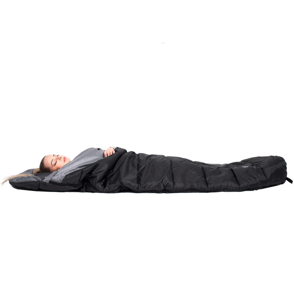 Sac de dormit tip mumie, cu geanta de transport, 210x80cm, 0-10grade, culoare negru gri