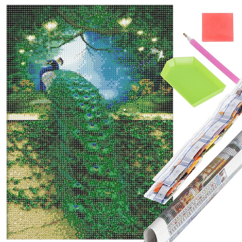Set de broderie cu diamante 5D, 30x40cm, model Paun - 18