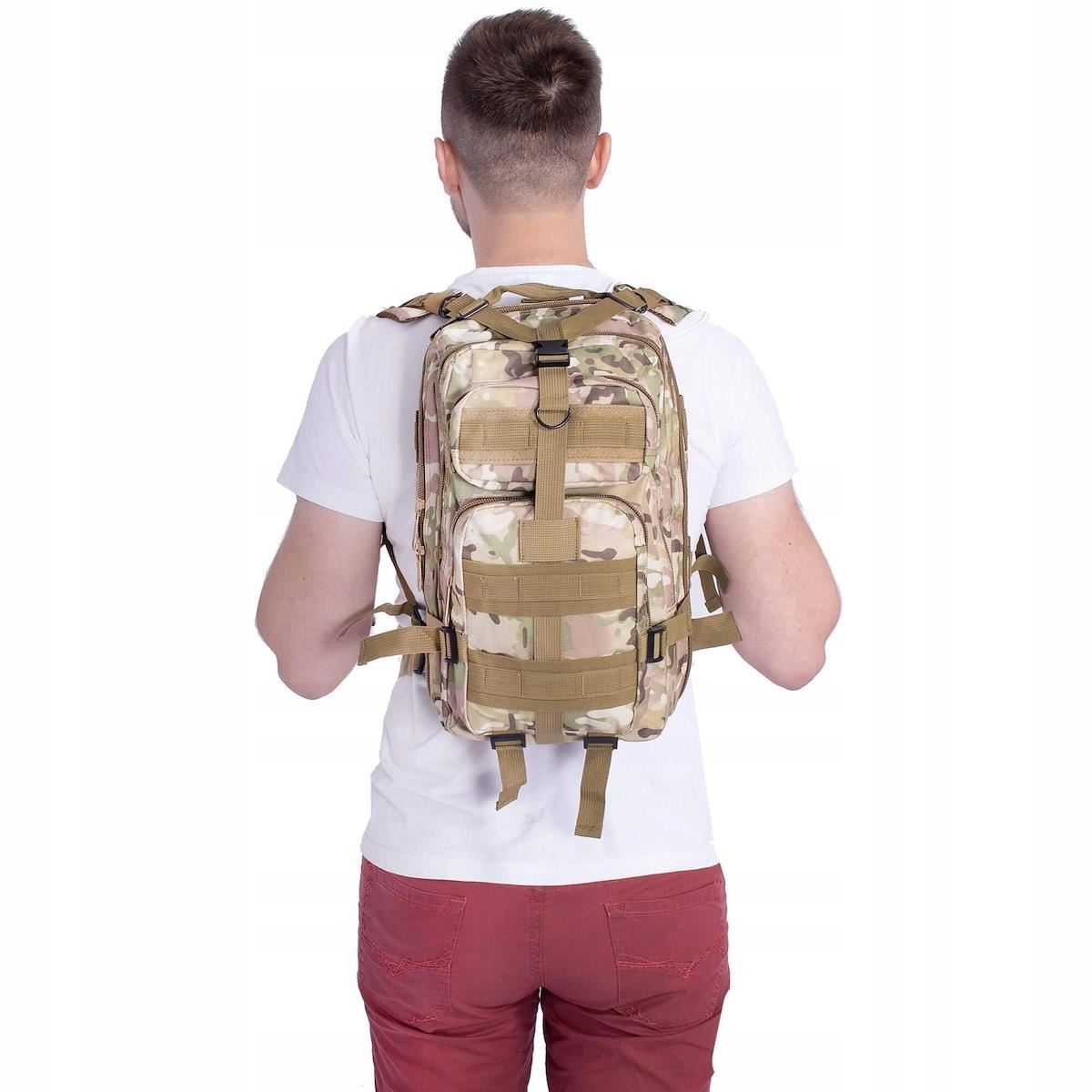 Rucsac militar pentru drumetie, impermeabil, ultra usor, 4 compartimente, culoare camuflaj
