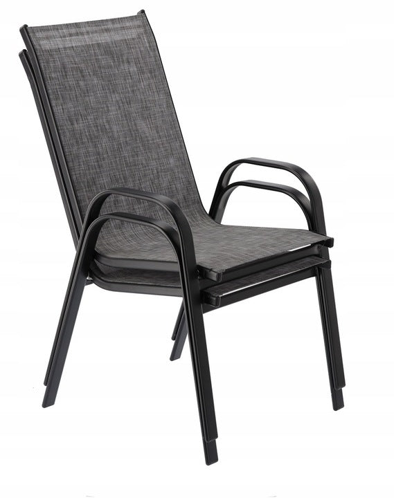 Set 2 scaune de gradina cu cadru metalic, stivuibile, 55x72x96cm, gri