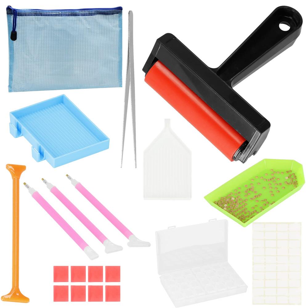 Set de accesorii pentru broderie cu diamante 5D, 22 piese, cu geanta depozitare