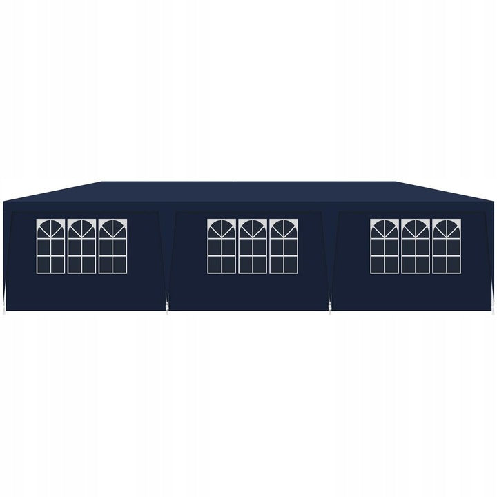 Cort pavilion 9x3m pentru gradina sau evenimente, cu 8 pereti laterali, albastru