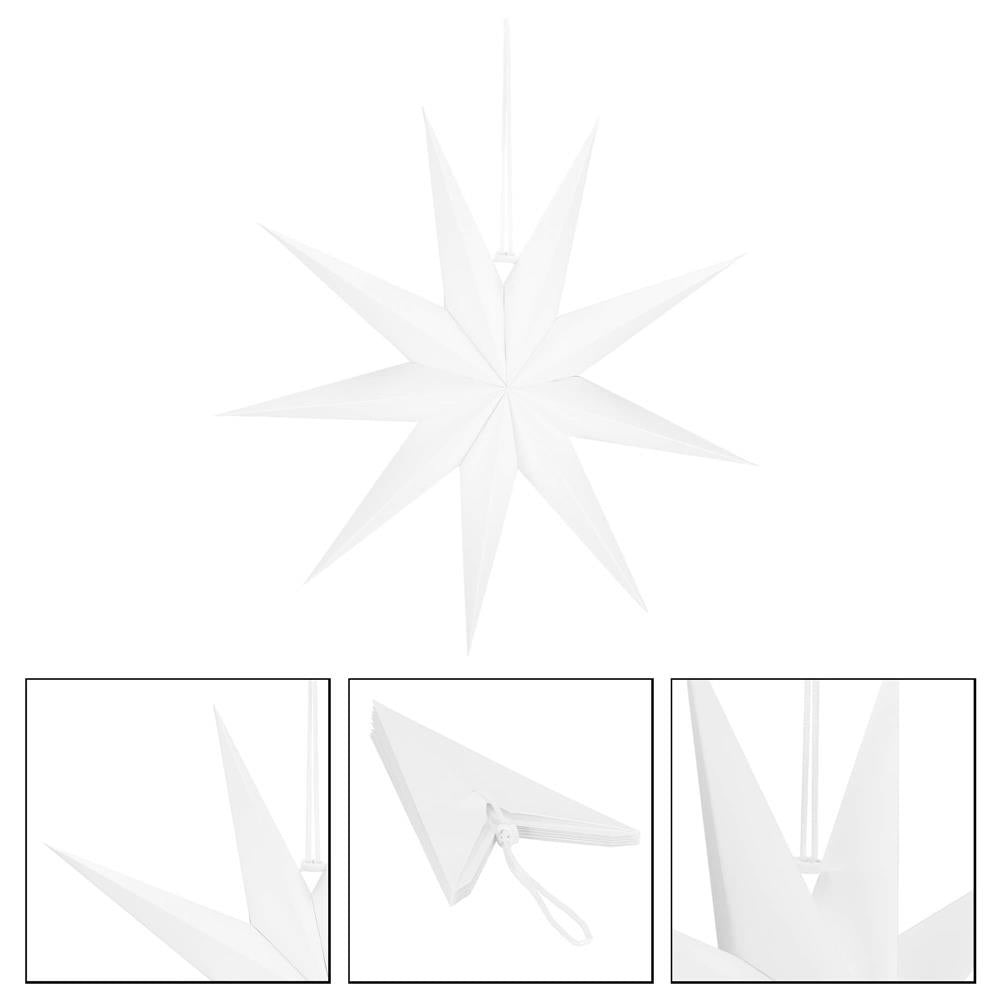 Stea decorativa 3D din hartie, cu 9 colturi, 60cm, alba