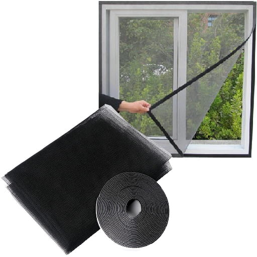 Plasa anti-insecte, pentru geam, fixare scai, dimensiune ajustabila, 130x150cm, negru - 6