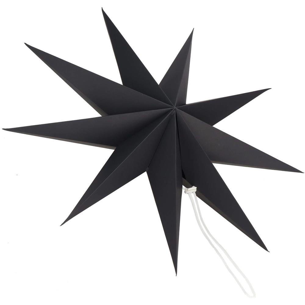 Stea decorativa 3D din hartie, cu 9 colturi, 60cm, neagra