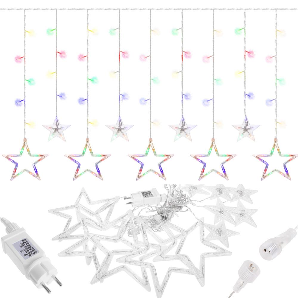 Ghirlanda luminoasa tip perdea cu stelute 138 LED-uri, 2m, pentru interior/exterior, iluminare multicolor