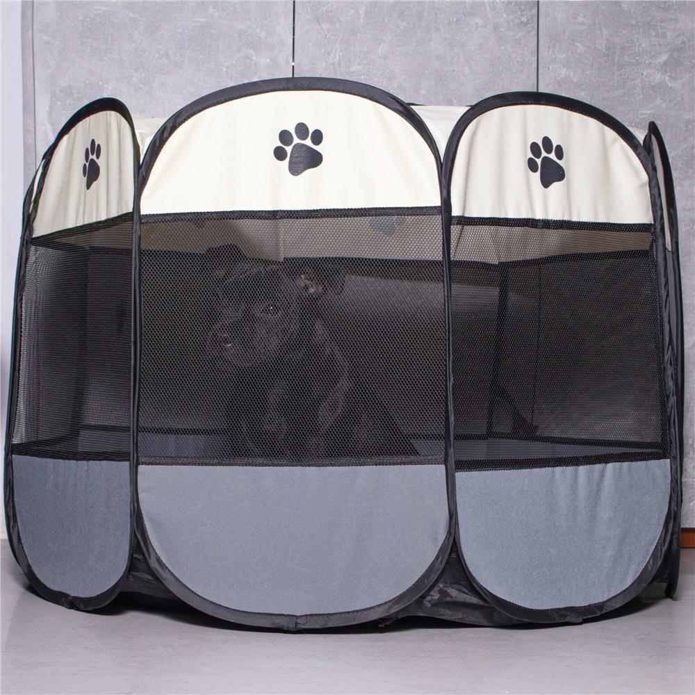Tarc pliabil pentru animale de companie, diametru 73cm, gri crem