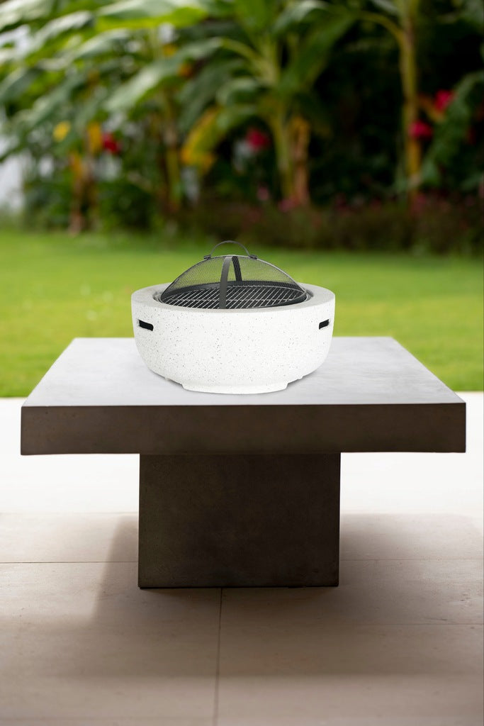 Semineu de exterior pentru terasa sau gradina din placa de magneziu, cu grill pentru gratar, 60x60x42cm