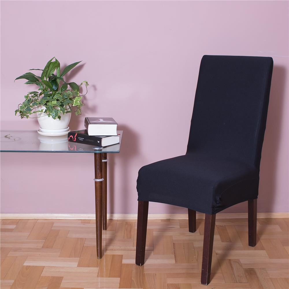 Set 4 huse universale pentru scaun, marime universala, poliester si spandex, 45 x 60 cm, negru