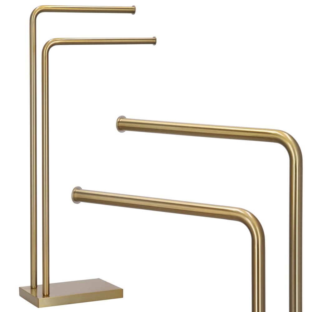 Suport metalic de baie pentru prosoape, cu 2 brate, 80 cm, auriu mat