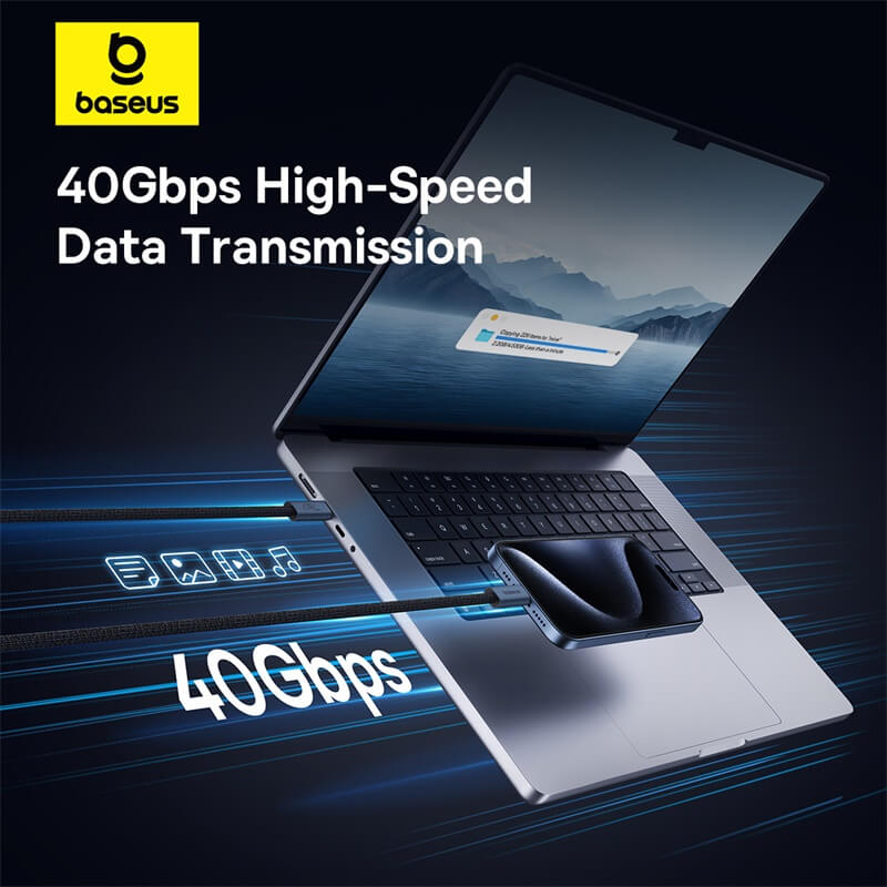CABLU alimentare si date Baseus Flash Series 2 USB4, Fast Charging Data Cable pt. smartphone, video 8K@60Hz, USB Type-C la USB Type-C 240W, 1m, negru "P10311803111-00" - 6932172648817