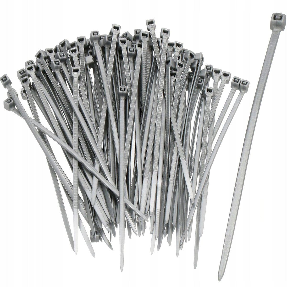 Set 100 bride zimtate din nailon, 2.5x100mm, cu autoblocare, tip colier, pentru fixare si legare, gri