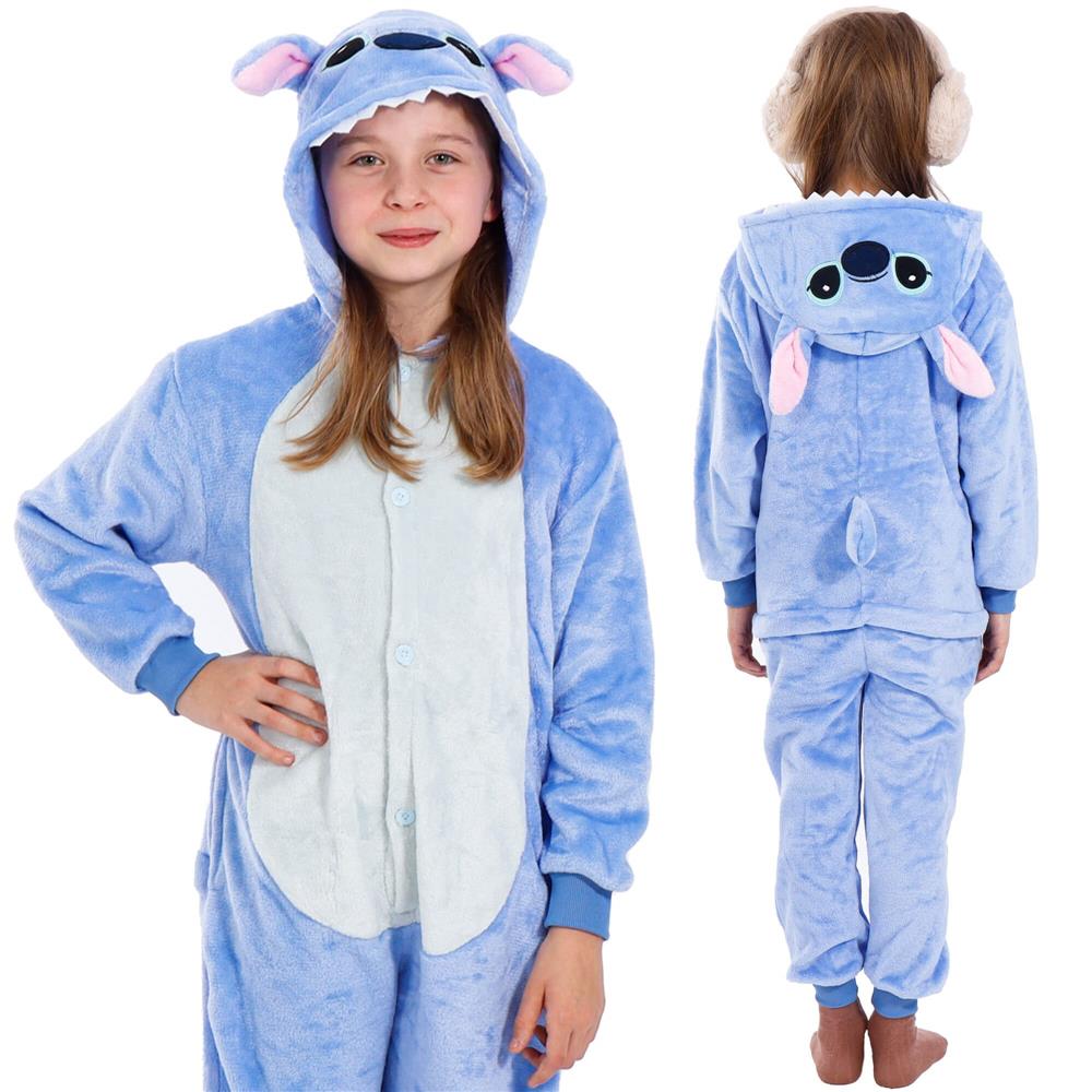 Pijama tip salopeta pentru copii, model stitch, marime 120-130cm