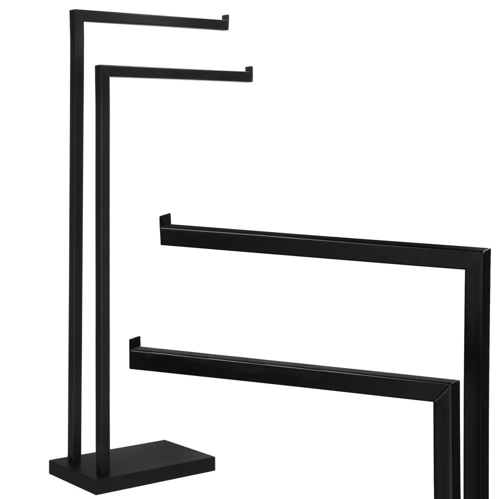Suport metalic de baie pentru prosoape, cu 2 brate, 80 cm, negru mat