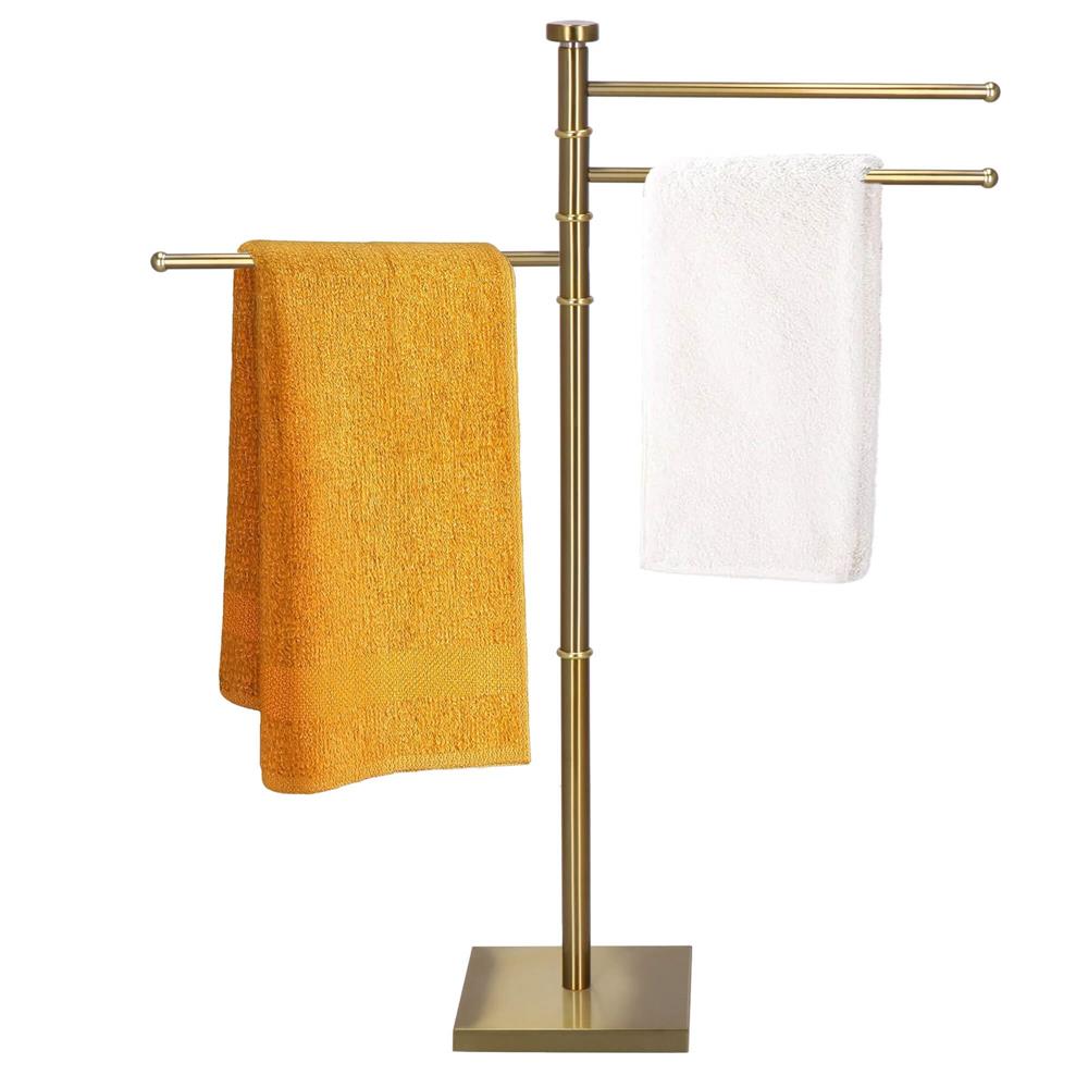 Suport cuier pentru prosoape cu 3 brate, inaltime 86cm, auriu lucios