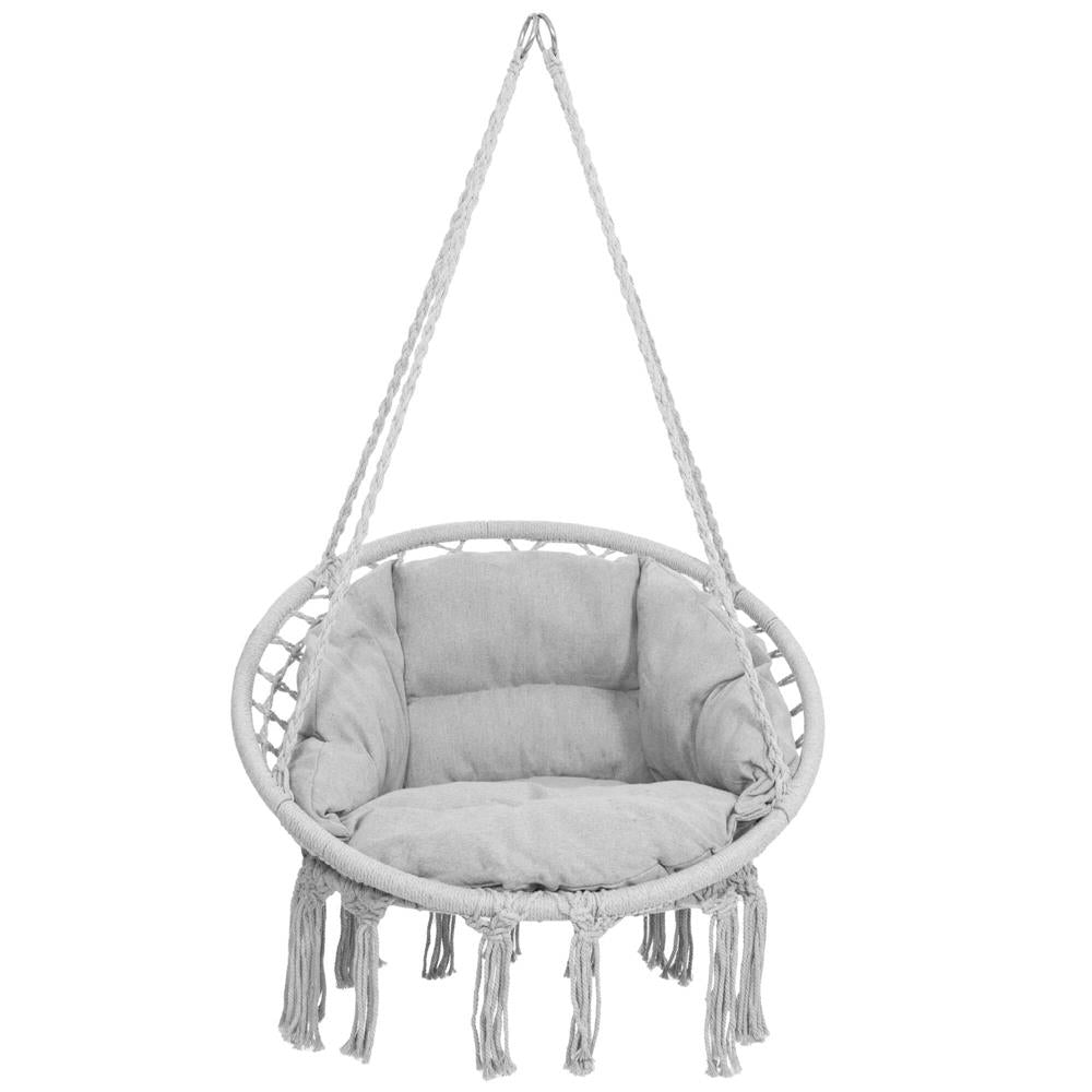 Scaun rotund tip leagan suspendat cu perna Confort Plus casa sau gradina, gri