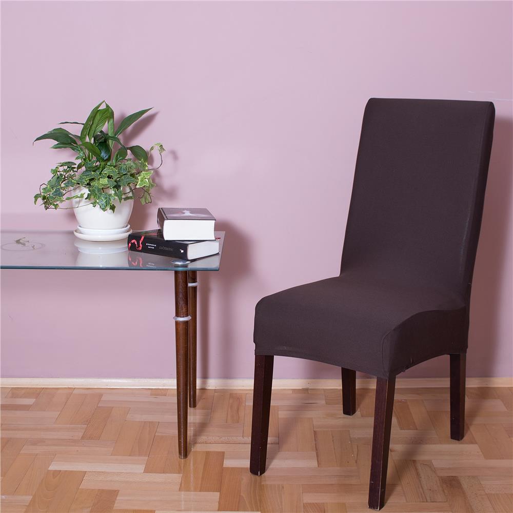 Set 4 huse universale pentru scaun, marime universala, poliester si spandex, 45 x 60 cm, maro