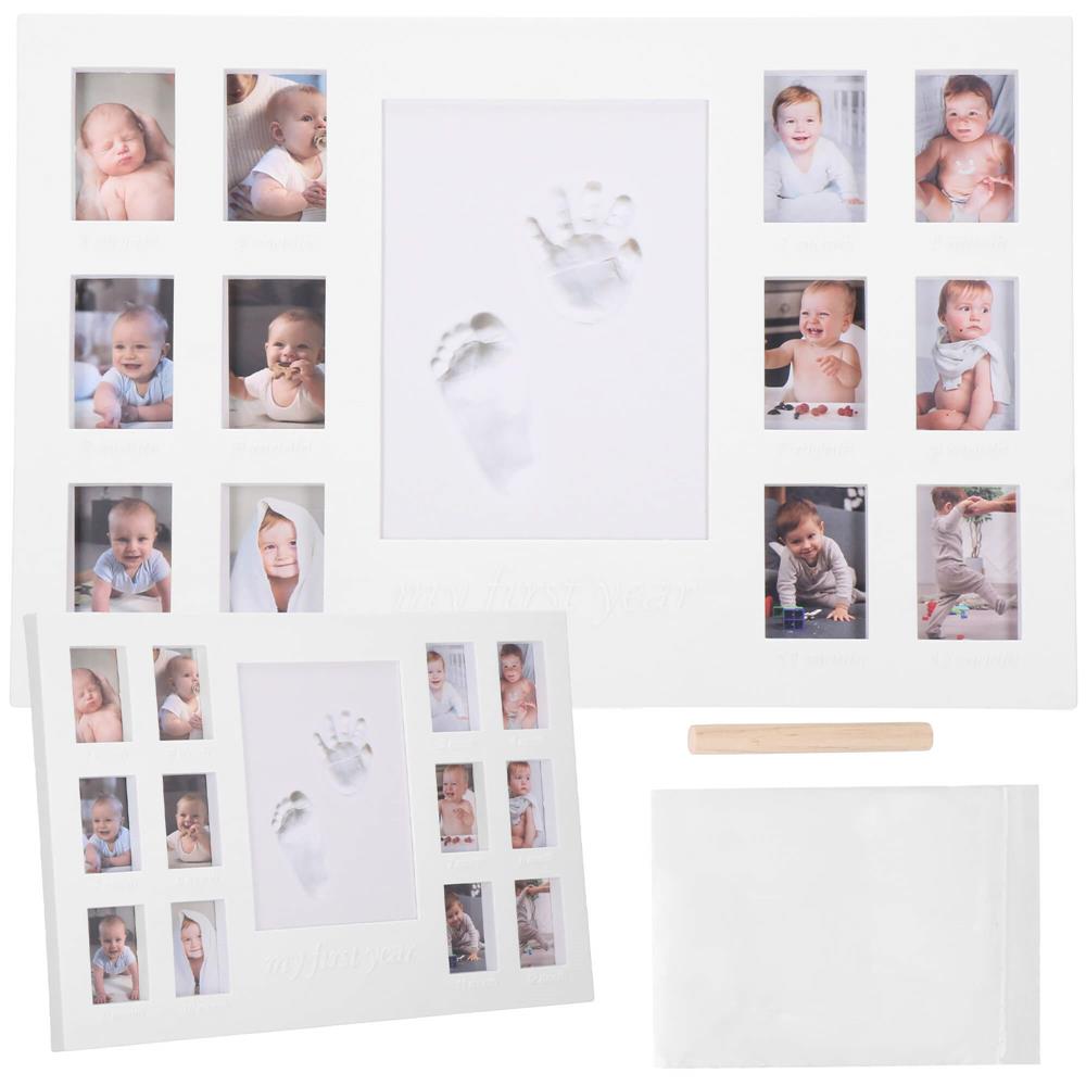 Kit amprenta mulaj manuta sau piciorus bebe si rama foto, 24x37cm, alb