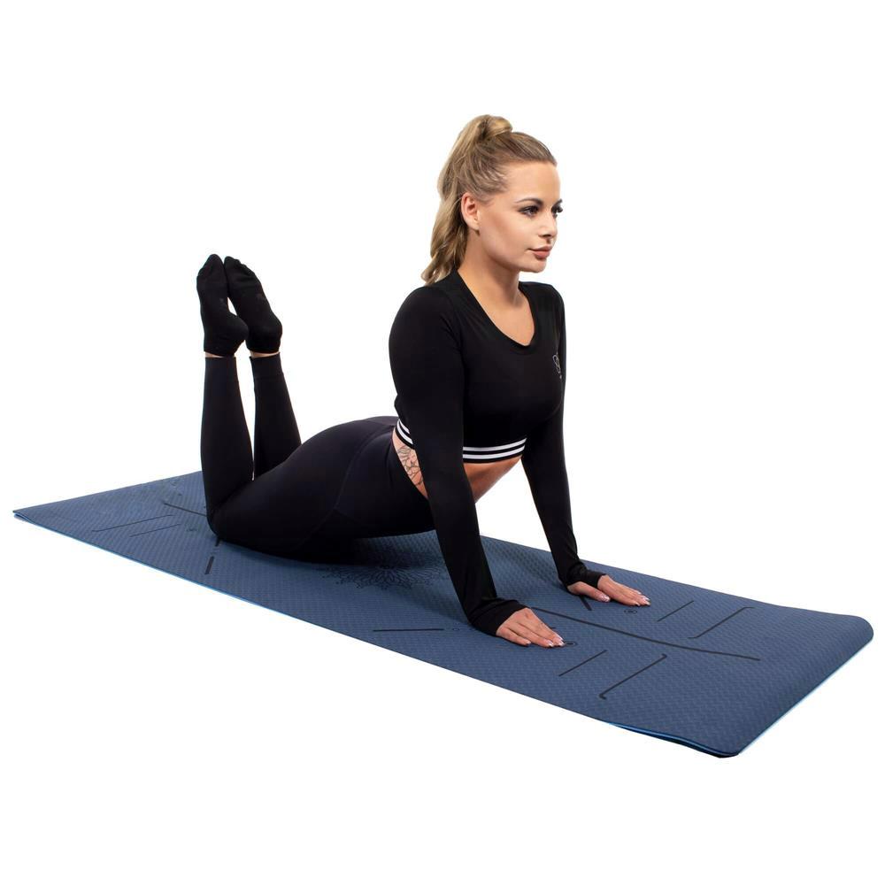 Saltea pentru antrenament, yoga, fitness, aerobic, pilates, exercitii la sol, 183x61cm, albastru