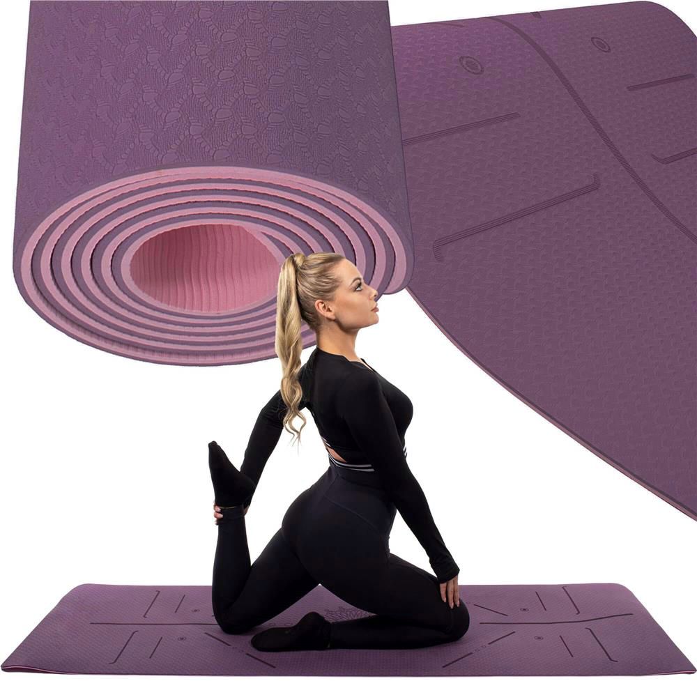 Saltea pentru antrenament, yoga, fitness, aerobic, pilates, exercitii la sol, 183x61cm, violet
