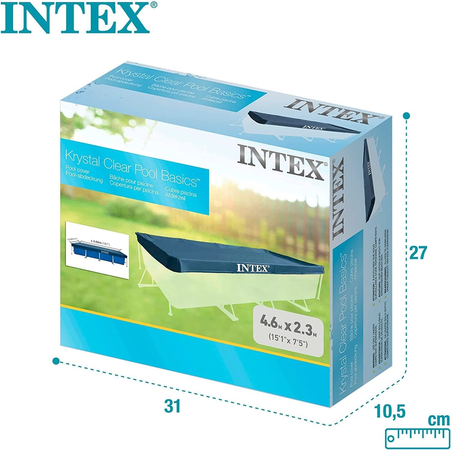 Prelata rectangulara pentru piscina Intex 28039, 450x220xH20 cm, PVC, bleumarin