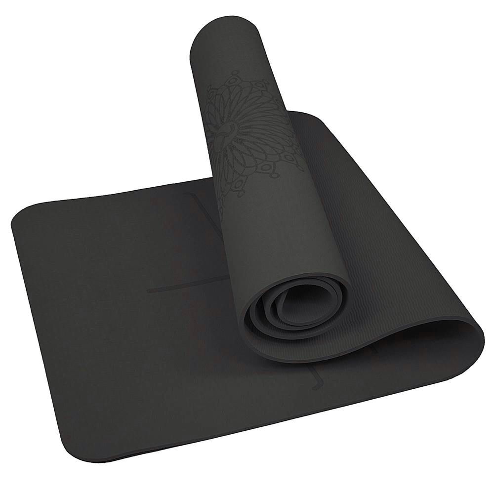 Saltea pentru antrenament, yoga, fitness, aerobic, pilates, exercitii la sol, 183x61cm, negru