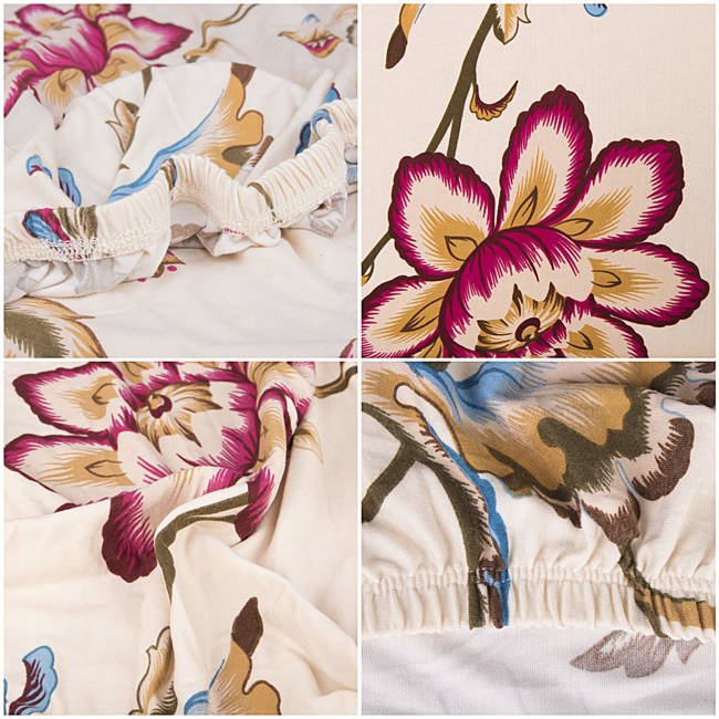 Husa universala pentru scaun, marime universala, poliester si spandex, 45 x 60 cm, bej floral