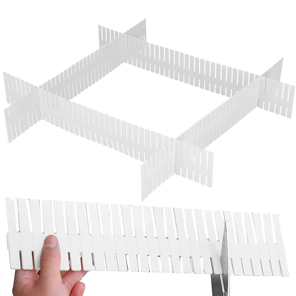 Organizator pentru sertar cu 4 separatoare, 46x7cm, alb