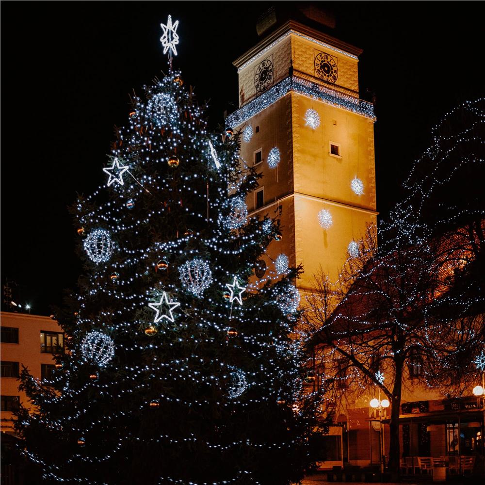 Instalatie lumini pentru bradul de Craciun, 61,5 metri, 1000 LED-uri, alb