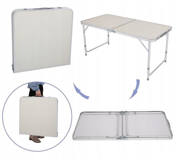 Masa pliabila metalica pentru gradina, plaja sau picnic, blat MDF, 60x40x27cm