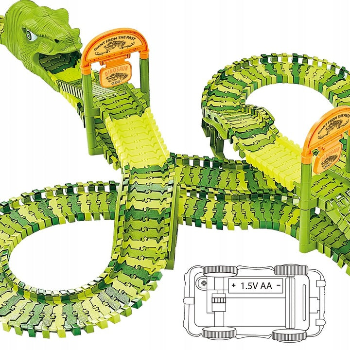 Circuit masinute Dinosaur Park, cu 320 de piese, pista configurabila