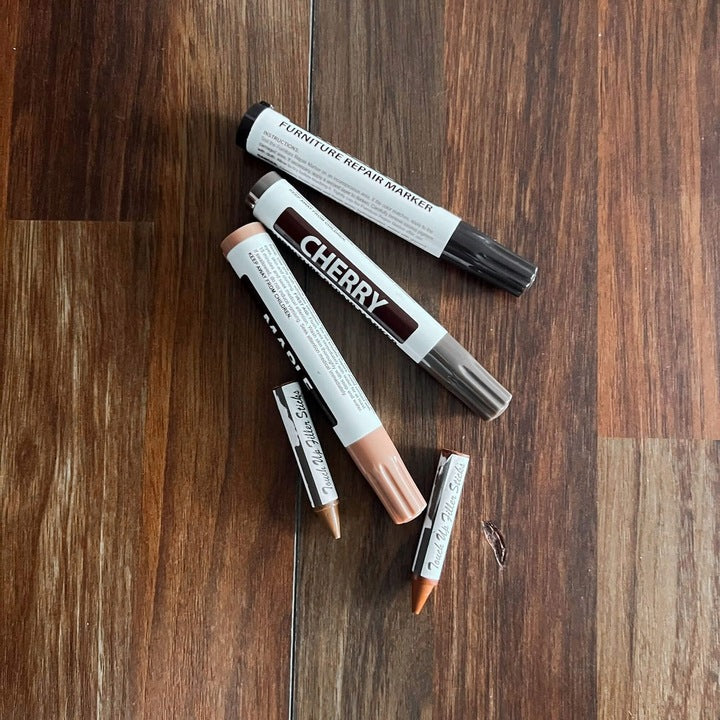 Set 12 markere si creioane de ceara pentru reparatii mobila, multicolor