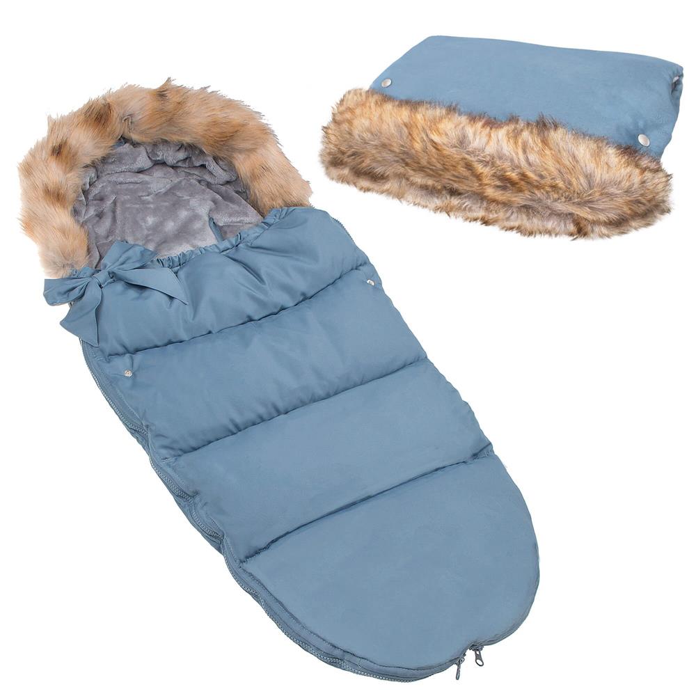 Sac iarna de bebelusi pentru carucior, marime universala, 90x45cm, albastru