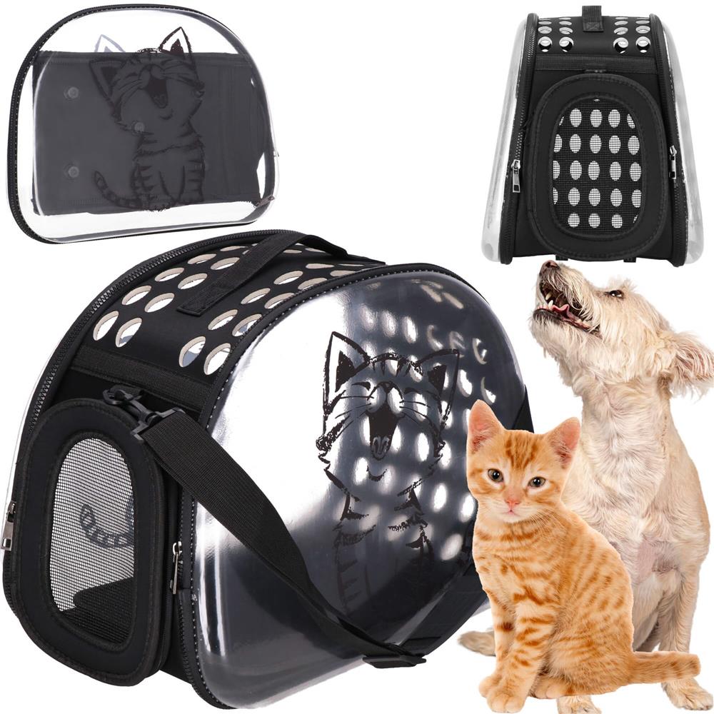 Geanta pentru transport animale de companie pisica sau catel, M, 42x26x32 cm, transparent - 4