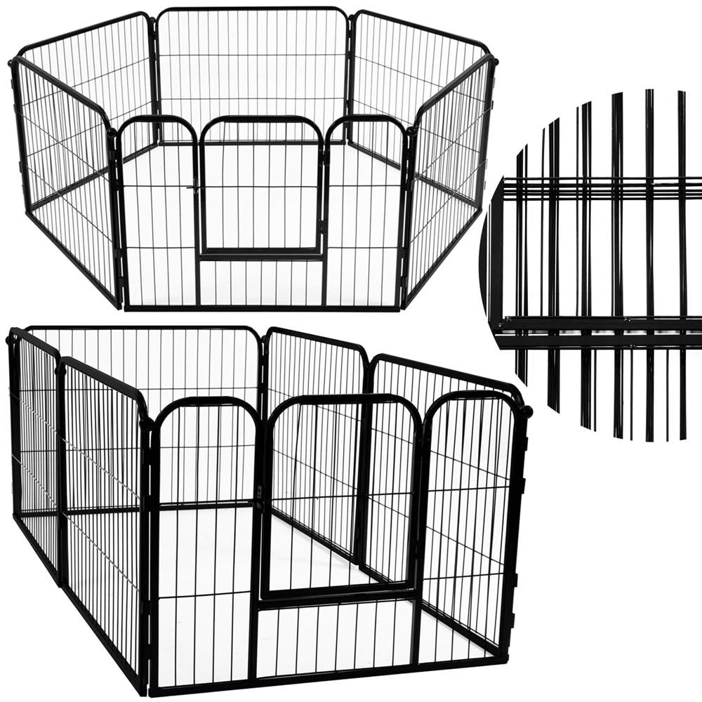 Tarc pentru animale de companie, din fier, forma configurabila, cu usa de acces, 3XL, 165x80x60cm, negru