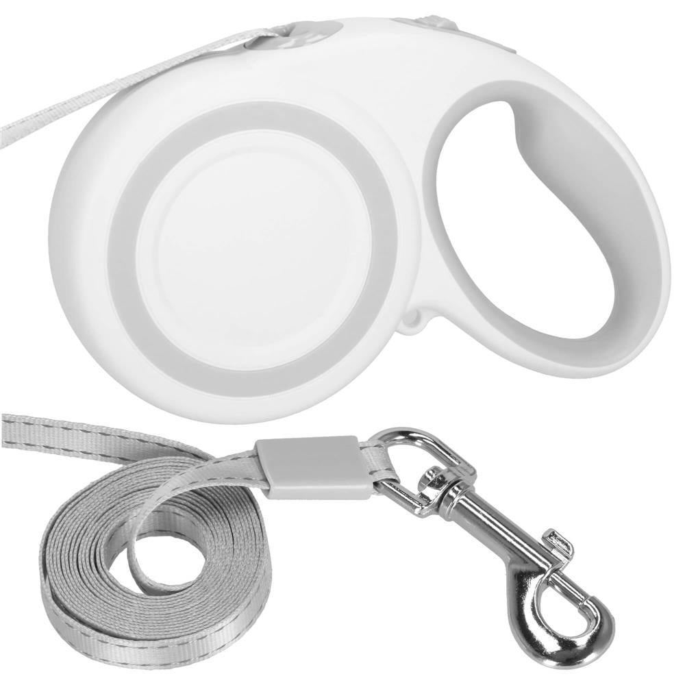 Lesa automata retractabila, pentru rase mari pana la 50kg, 500 cm, alb gri