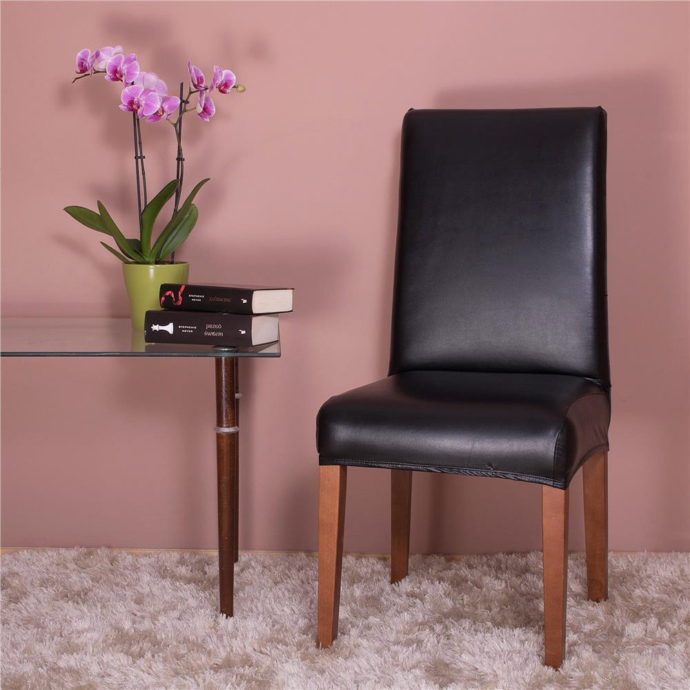 Husa universala pentru scaun, marime universala, poliester si spandex, 45 x 60 cm, imiatie piele negru
