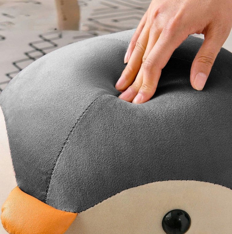 Taburet pentru copii, 28x34cm, maxim 50kg, model pinguin gri