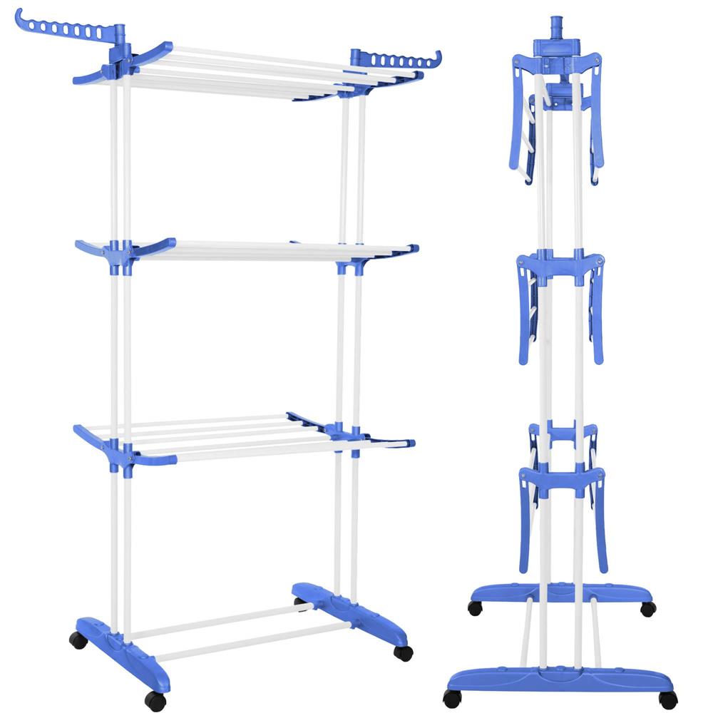 Uscator vertical pentru rufe, mobil si pliabil, cu doua umerase, 75x57x170cm, sarcina 15kg