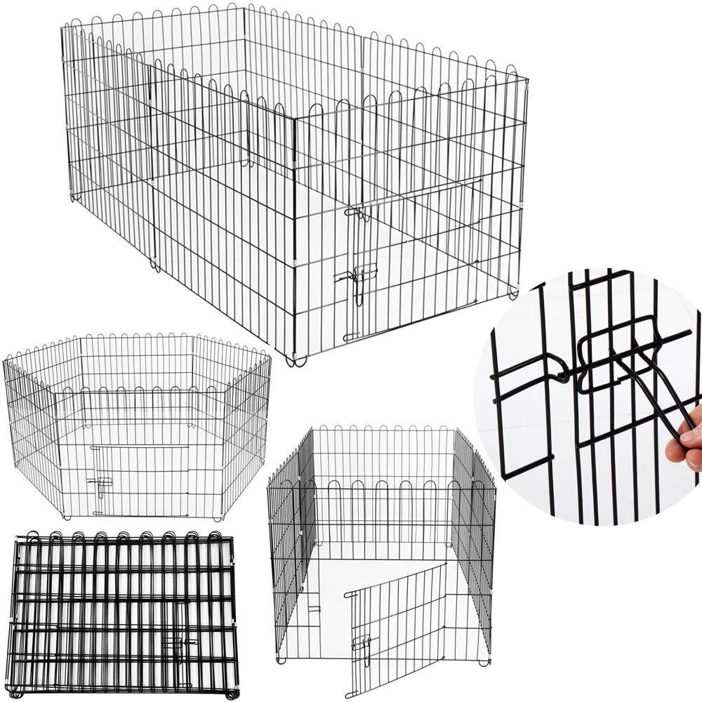 Tarc pentru animale de companie, din fier, forma configurabila, cu usa de acces, 3XL, 165x85x73cm, negru