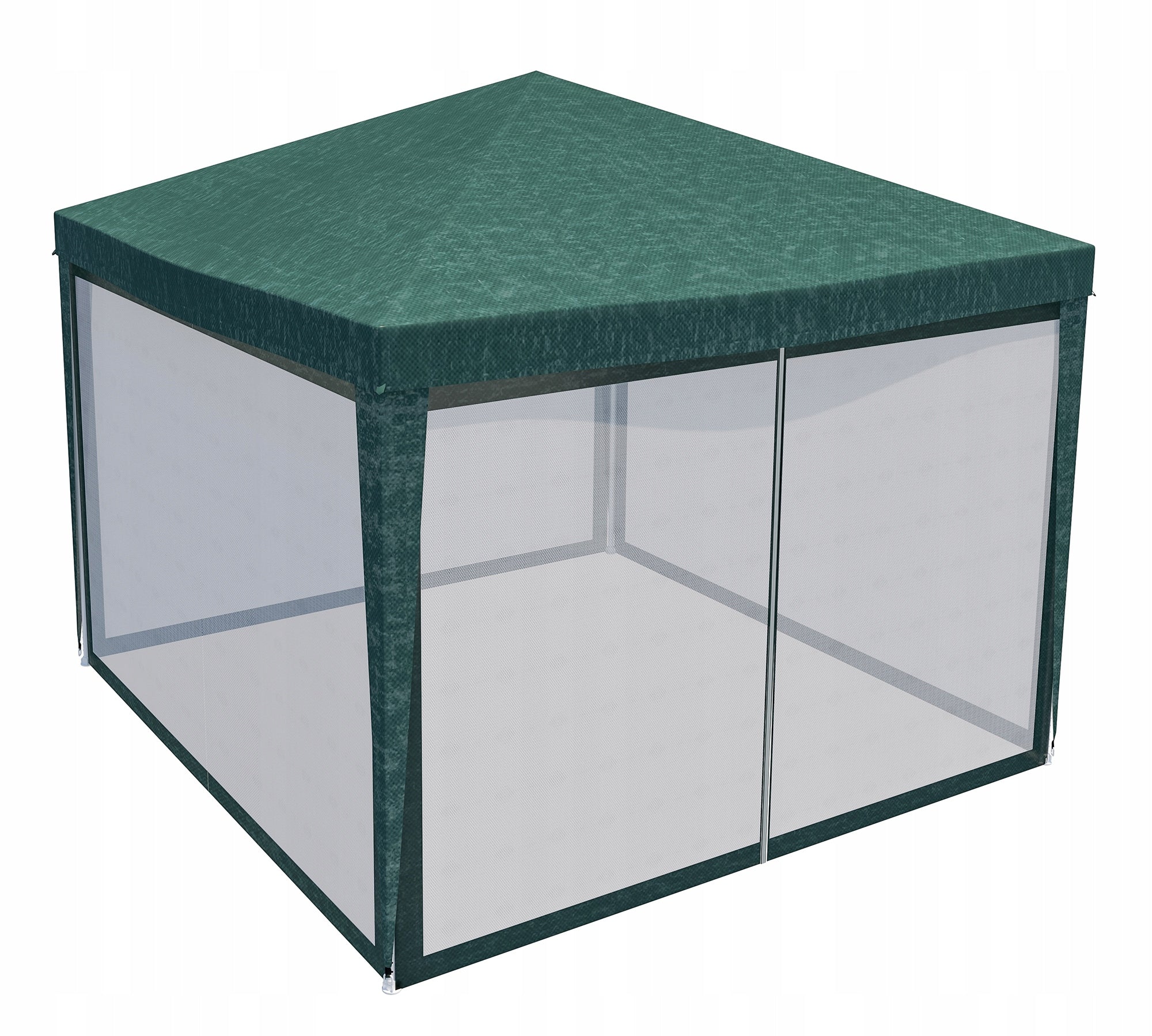 Pavilion cu plasa anti-insecte si fermoar, patrat, 3x3m, Verde
