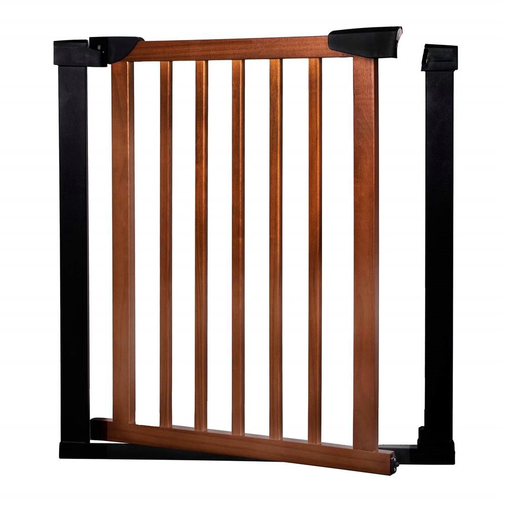 Poarta de siguranta Safety Gate pentru scari, ajustabila 117-124 cm, din otel si lemn, negru maro