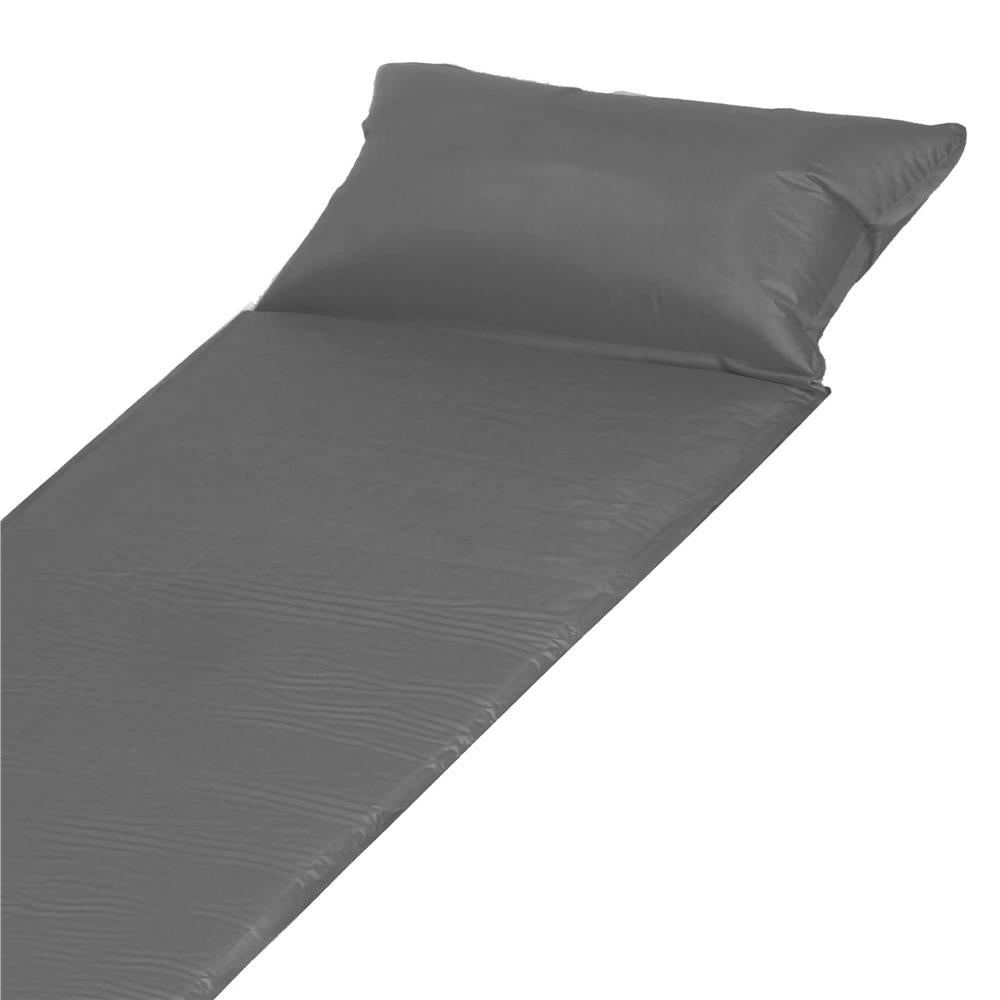 Saltea plabila cu perna din spuma poliuretanica, cu autoumflare, 186x53x2.5cm, gri