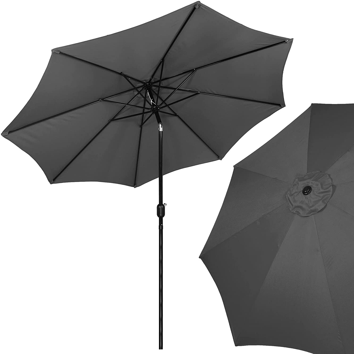 Umbrela terasa gradina, cu manivela si inclinare, GU200, diametru 300cm, gri antracit