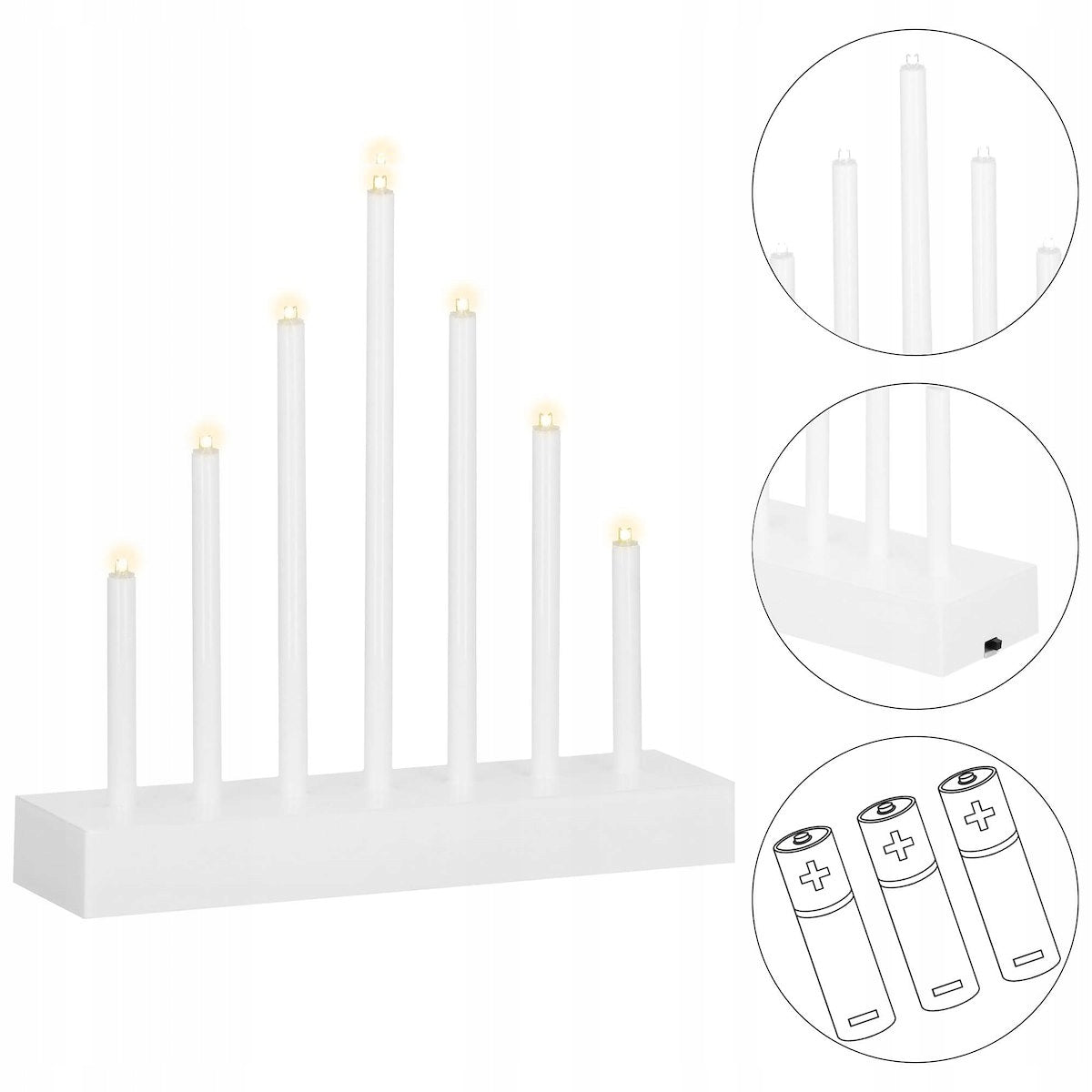 Lumanari decorative de Craciun, 7 becuri tip LED, culoare argintiu