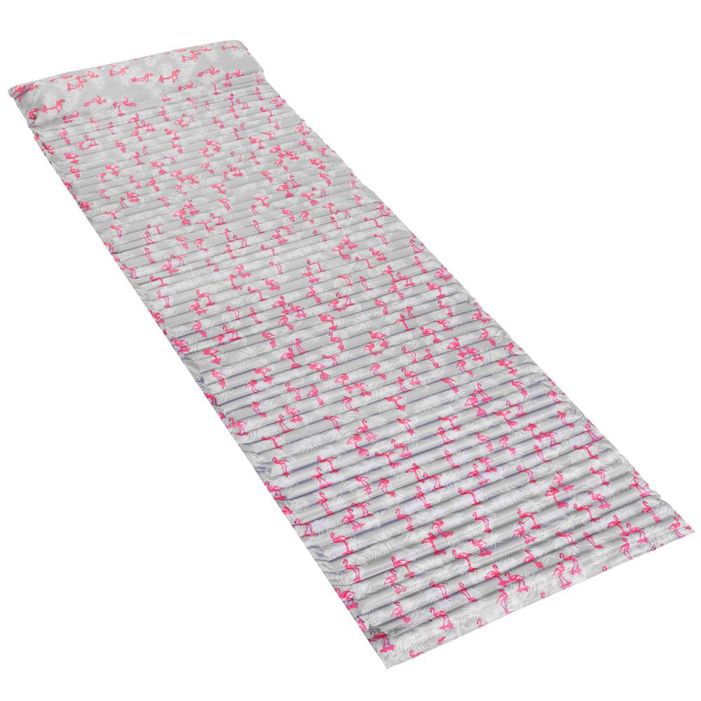 Saltea pentru plaja pliabila, din spuma, ultra-usoara, cu perna si maner de transport, 60x180cm, gri flamingo roz