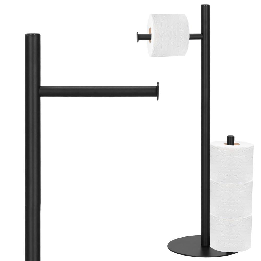 Suport hartie igienica 2 in 1 cu suport rezerve, 55 cm, negru mat