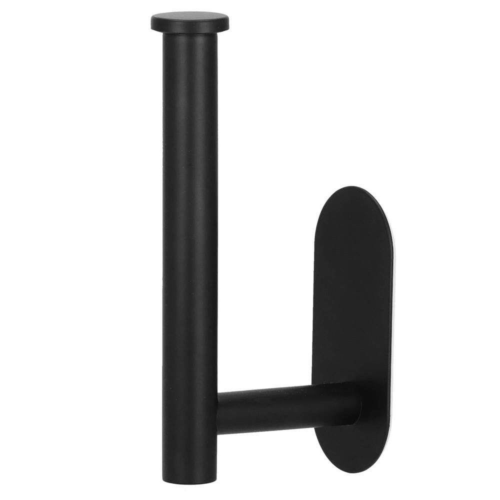 Suport hartie igienica din otel, prindere fara gaurire, 16cm, negru